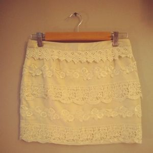 Silk and Lace Stretch Mini Skirt